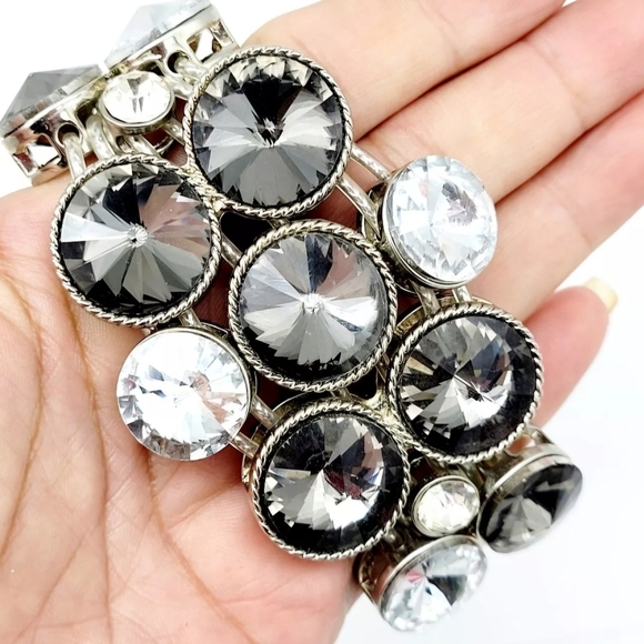 Versona Rivoli Statement Bracelet Chunky Heavy Metal Smoky Rocker Chic Bold - Picture 1 of 7